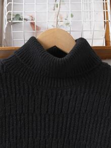 Solid Color Casual Lazy Pullover Sweater Women Round Neck Autumn/Winter New Loose Fit Versatile Knit Crop Top - Black - View 4