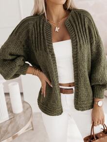 Louniche Women's Casual Latern Sleeve Knitwear Versatile Commuter Cardigan,Autumn/Winter Clothes Olive Green New Year Christmas Modern Knit Fall Coat Vintage - Green - View 7