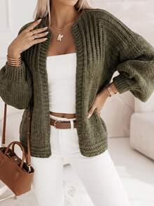 Louniche Women's Casual Latern Sleeve Knitwear Versatile Commuter Cardigan,Autumn/Winter Clothes Olive Green New Year Christmas Modern Knit Fall Coat Vintage - Green - View 6