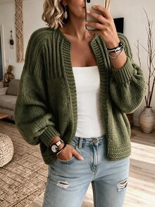 Louniche Women's Casual Latern Sleeve Knitwear Versatile Commuter Cardigan,Autumn/Winter Clothes Olive Green New Year Christmas Modern Knit Fall Coat Vintage - Green - View 5