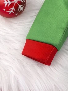 SHEIN Newborn Baby Boy Christmas Print Cute Hat & Thick Fleece Long Autumn Pants Set, Suitable For Winter Christmas - Green - View 6