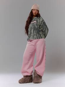 MUSERA Oversized Camo Graphic Print Long Sleeve Top Streetwear Coolgirl Sexy Casual Odd Drift Spring Summer Holiday - Black - View 3