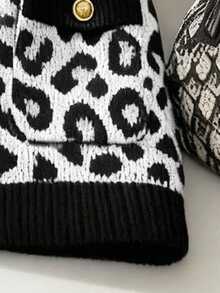 Selianne Chic Leopard Print Round Neck Women Knitted Cardigan Vest Top - Multicolor - View 6