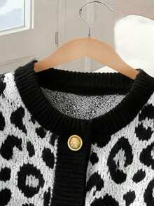Selianne Chic Leopard Print Round Neck Women Knitted Cardigan Vest Top - Multicolor - View 4