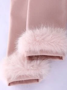 SHEIN Elladie kids 中大童款學院風可愛風格秋冬蝴蝶結收腰翻領優雅時尚夾克 正式場合/社團穿搭 灰粉色 - 淺粉色 - 查看 6
