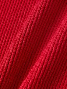 SHEIN MOD Bộ 2 món váy midi ôm sát dệt kim gân màu đỏ thanh lịch và áo cardigan dáng ngắn cho nữ, Năm mới, Sang trọng, Du lịch - Đỏ - Xem 10