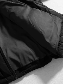 ROMWE MEN Street Life Men's Streetwear Loose Padded Coat - Black - View 10