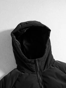 ROMWE MEN Street Life Men's Streetwear Loose Padded Coat - Black - View 8