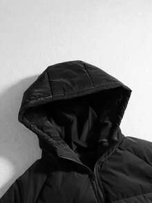 ROMWE MEN Street Life Men's Streetwear Loose Padded Coat - Black - View 3