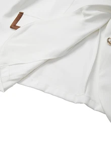 Formidée Plus Size Women White Elegant Formal Bachelorette Party Fall Winter Long Sleeve Blazer Jacket, Minimalist Two Pieces Set, Commute Solid Color - Multicolor - View 9