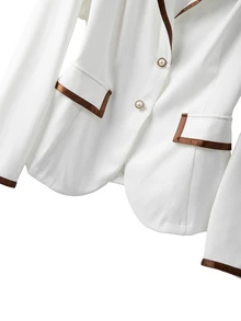 Formidée Plus Size Women White Elegant Formal Bachelorette Party Fall Winter Long Sleeve Blazer Jacket, Minimalist Two Pieces Set, Commute Solid Color - Multicolor - View 6
