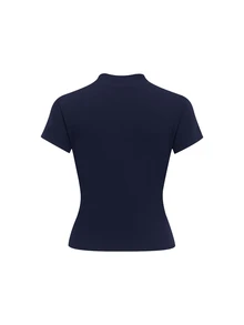 Lavishia Women's Solid Color Short Sleeve Top And Skirt Casual 2 Pieces Set - Navy Blue - View 2