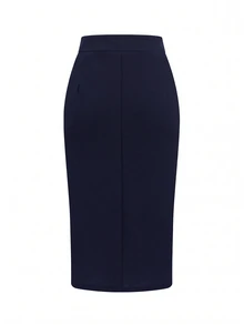 Lavishia Women's Solid Color Short Sleeve Top And Skirt Casual 2 Pieces Set - Navy Blue - View 3