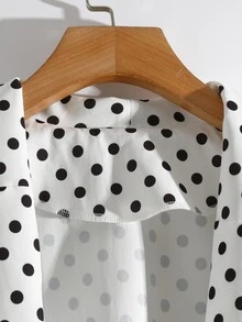 SHEIN Clasi Plus Size Autumn/Winter Lapel White Print Pocket Jacket Office Formal Evening Business Casual Elegant Women Chic Unique - Black and White - View 8