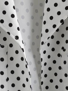 SHEIN Clasi Plus Size Autumn/Winter Lapel White Print Pocket Jacket Office Formal Evening Business Casual Elegant Women Chic Unique - Black and White - View 6