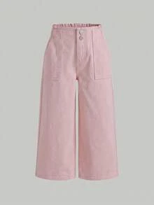 SHEIN 3pcs/Set Young Girl' Navy, Mid-Blue, Light Blue Loose Fit Denim Pants - Multicolor - View 10