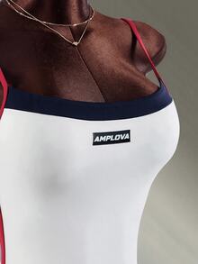 Amplova 女款字母印花細肩帶運動連身褲 - 白色 - 查看 5