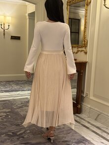 DAZY Women's Lace Patchwork Casual Party & Travel Long Dress Fall - Apricot - View 3