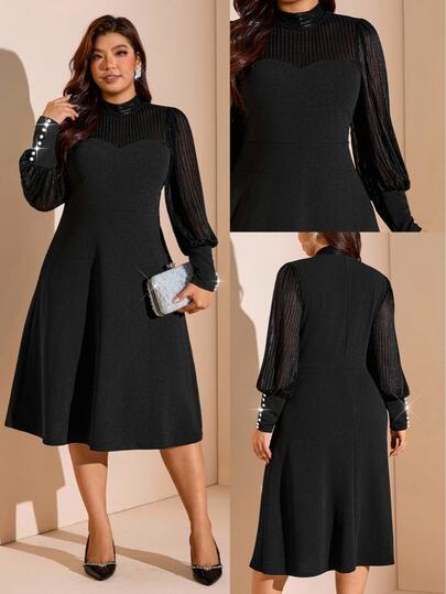 Comfylo Plus Size Women's Solid Color Casual Party & Travel Dress Fall