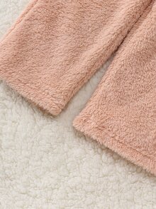 Girls' Autumn/Winter Flannel Set With Letter Embroidery - Apricot - View 8