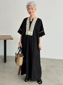 FRIFUL Women's Color Block Casual Party Dress Sundress Summer - White - View 3