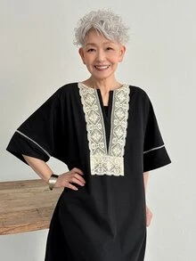 FRIFUL Women's Color Block Casual Party Dress Sundress Summer - White - View 7