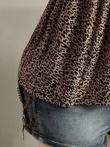 SHEIN ICON 大码女装夏季度假时尚豹纹抹胸上衣 - 彩色 - 查看 9