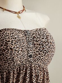 SHEIN ICON 大码女装夏季度假时尚豹纹抹胸上衣 - 彩色 - 查看 10