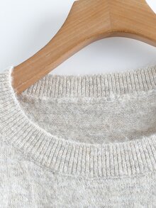 Linhara CURVE Plus Size Women's Round Neck Casual Versatile Daily Wear Long Sleeve Sweater - Apricot - View 6