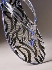 Hauture Women's Jelly Flip Flops, Zebra Print Thong Flat Sandals For Beach And Summer - zebra pattern - View 5