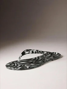 Hauture Women's Jelly Flip Flops, Zebra Print Thong Flat Sandals For Beach And Summer - zebra pattern - View 7