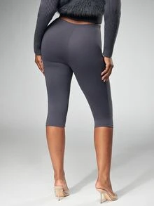 Denimoi Soft Knit Super Stretch Capri Leggings Bodycon Capri Pants Sexy Capris Everyday Wear - Dark Grey - View 5