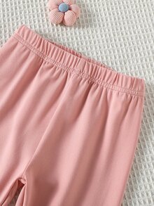 Young Girls Floral Hoodie & Sweatshirt Co-Ords, Autumn, Fall Tops Round Neck Long Sleeve Fuzzy Top Paired With Solid Color Pants - Pink - View 9