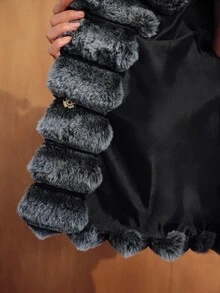 MOTF Damen Vintage Mode Kunstpelz Mantel für Abendparty - Grau - Übersicht 8