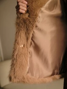 MOTF WOMEN'S VINTAGE STREET STYLE FAUX FUR COLLAR TOP - Camel - View 8