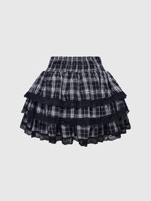 ROMWE EDITION Hime Gyaru Cute Sweet High Waist Cake Skirt For Women - Multicolor - View 2