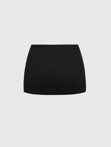 ROMWE Avant Women's Retro Vantage Sexy Subculture Cross Decor High Slit Bodycon Pencil Skirt - Black - View 2