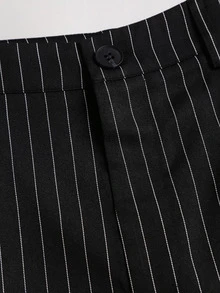 Elamini Autumn/Winter Fashion New French Vintage Striped Vest Shirt Collar 2 In 1 Blazer Elegant Commute Straight Leg Suit Pants Two Pieces Set - Black - View 8