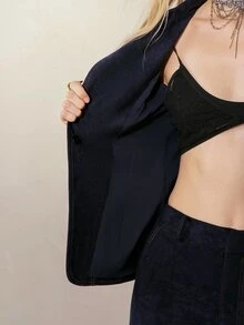 MOTF PREMIUM WOMEN'S COMMUTER ROYAL BLUE SUEDE WAIST-CINCHING BLAZER - Royal Blue - View 7