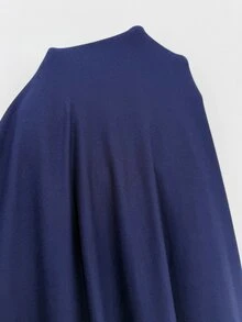 Cravure Plus Size Elegant Long Sleeve Asymmetrical Hem Dress For Party Fall - Blue - View 7