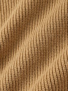 Trelyra Maillard Khaki Color Contrast Black Trim Loose Fit Slimming Round Neck Minimalist Slouchy Versatile Pullover Sweater - Khaki - View 9