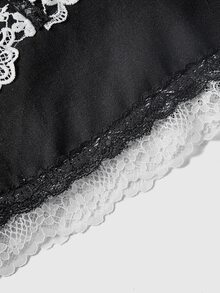ROMWE Gothic Bat Lace Applique Embroidered Straight Skirt - Black - View 9