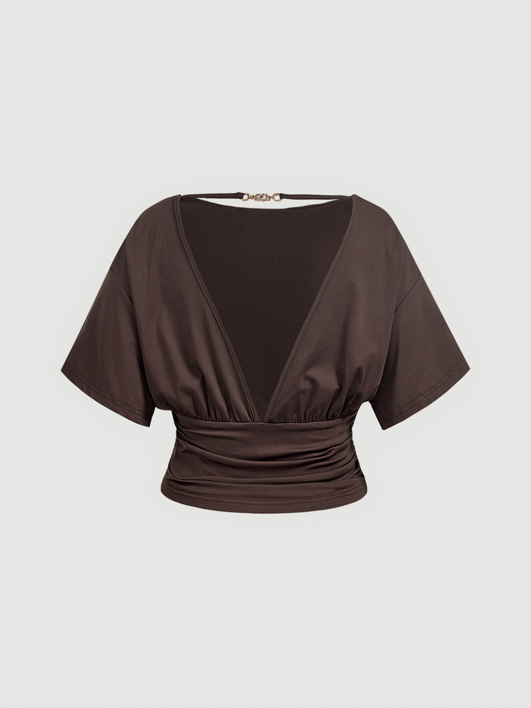 SHEIN MOD Plus Size New Autumn Backless Top And Skirts 2 Pieces Set, Suitable For Commuting And Street Style Versatile And Elegant Suit For Everyday Wear - Mocha Brown - View 11