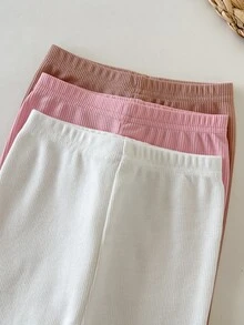 SHEIN Set Kasual Bayi Perempuan: Kaos Lengan Panjang Leher Bulat Warna Polos dan Celana - MultiWarna - View 6