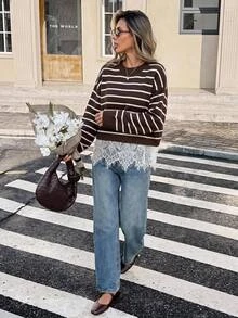 Serisse Women's Striped Casual Daily Long Sleeve Sweater - Multicolor - View 7