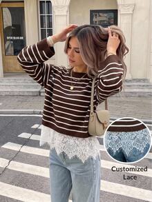 Serisse Women's Striped Casual Daily Long Sleeve Sweater - Multicolor - View 1