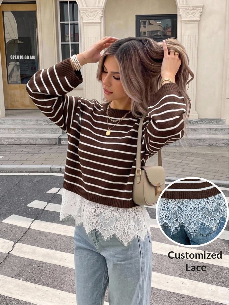 Serisse Women's Striped Casual Daily Long Sleeve Sweater - Multicolor - View 1