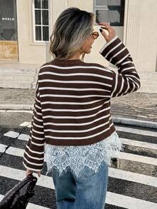Serisse Women's Striped Casual Daily Long Sleeve Sweater - Multicolor - View 2