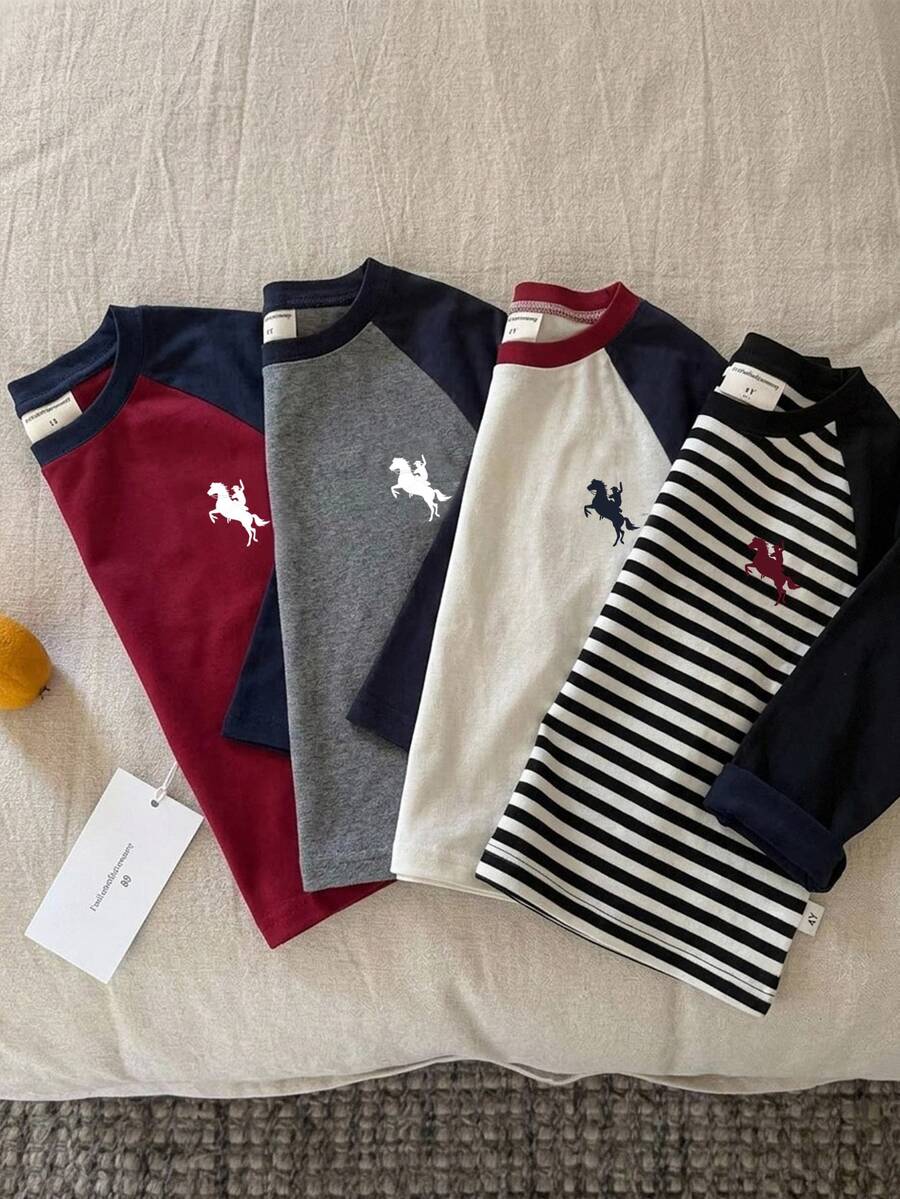 SHEIN Kids 4PCS Young Boys T-Shirts - Multicolor - View 1
