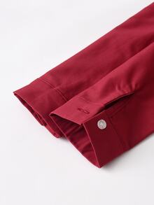 SHEIN 小男孩紳士風 2 件套酒紅色長袖襯衫與西裝長褲，不含腰帶，紳士時尚，適合生日派對、晚宴、表演、婚禮、滿月、洗禮、聖誕節、萬聖節 - 酒紅色 - 查看 7